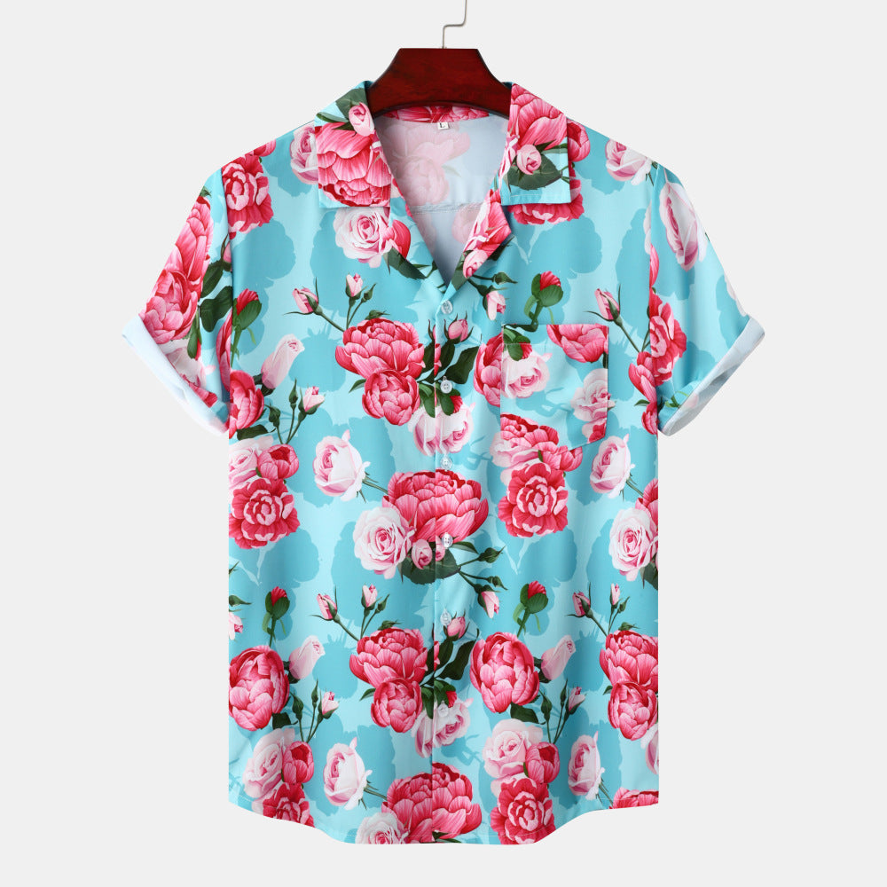 Floral Rose - Men's Silk Button Up