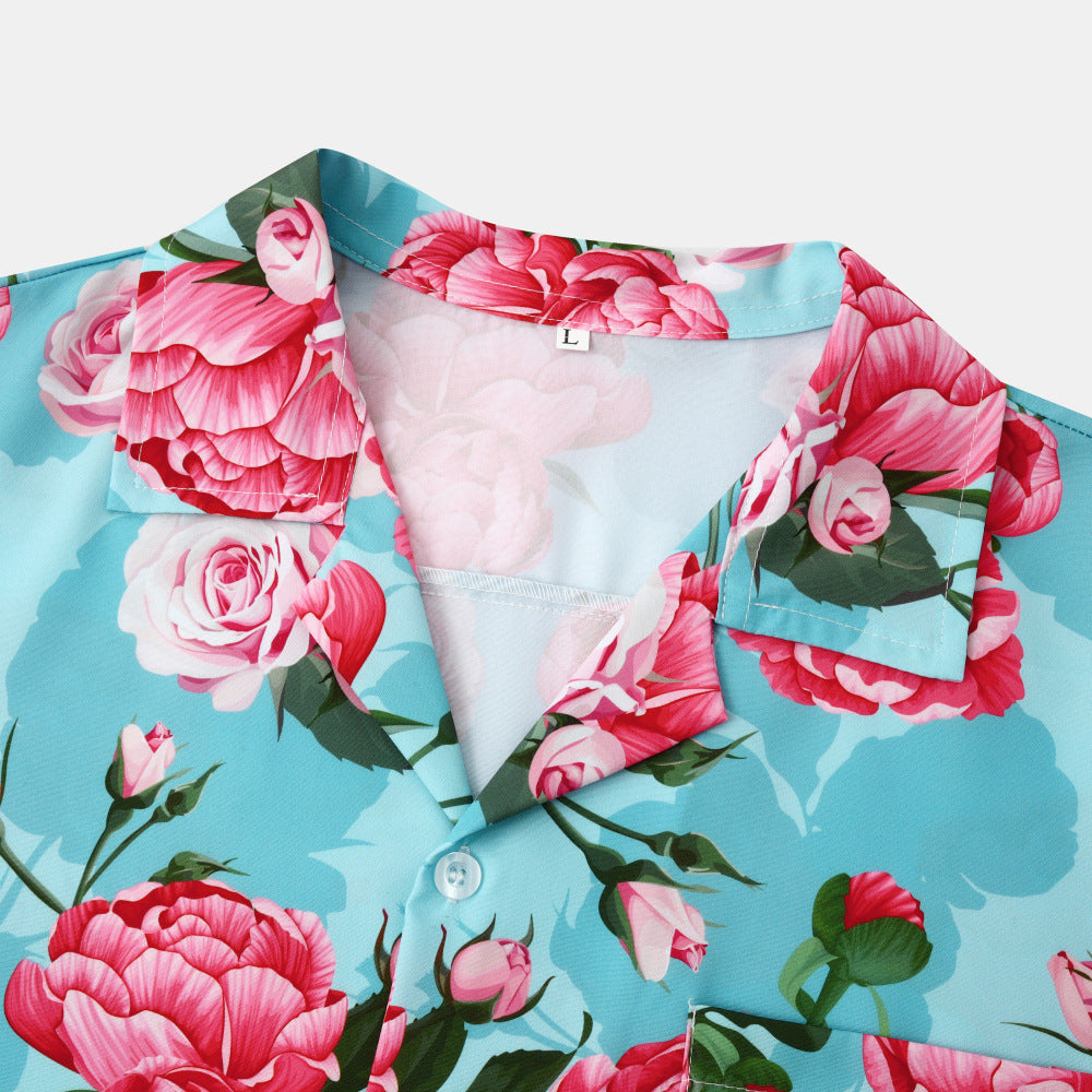 Floral Rose - Men's Silk Button Up