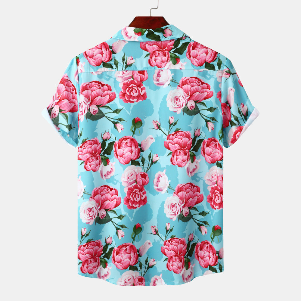 Floral Rose - Men's Silk Button Up