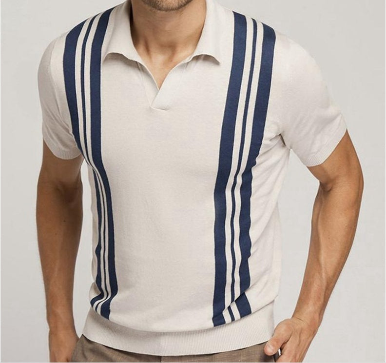 Soft Sands - Men's Lapel Casual Polo Shirt